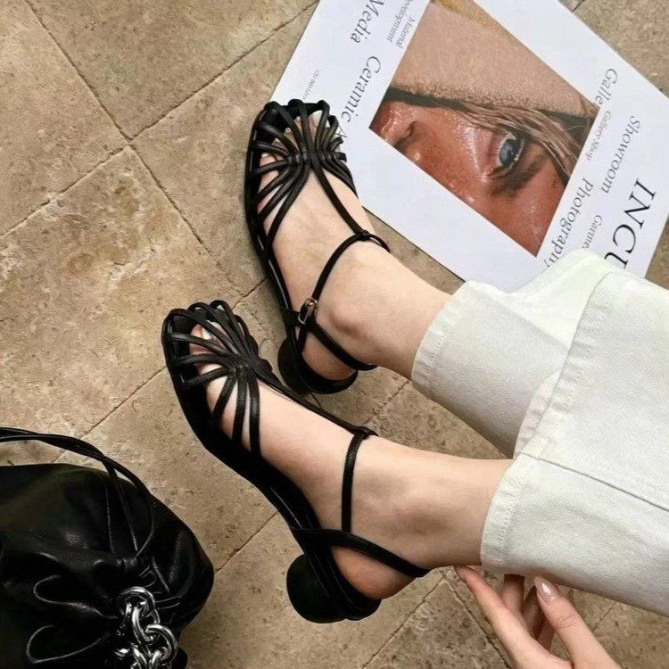 Vintage Fashion Heels - Fransız Tarzı Vintage Dokuma Burunlu Sandaletler