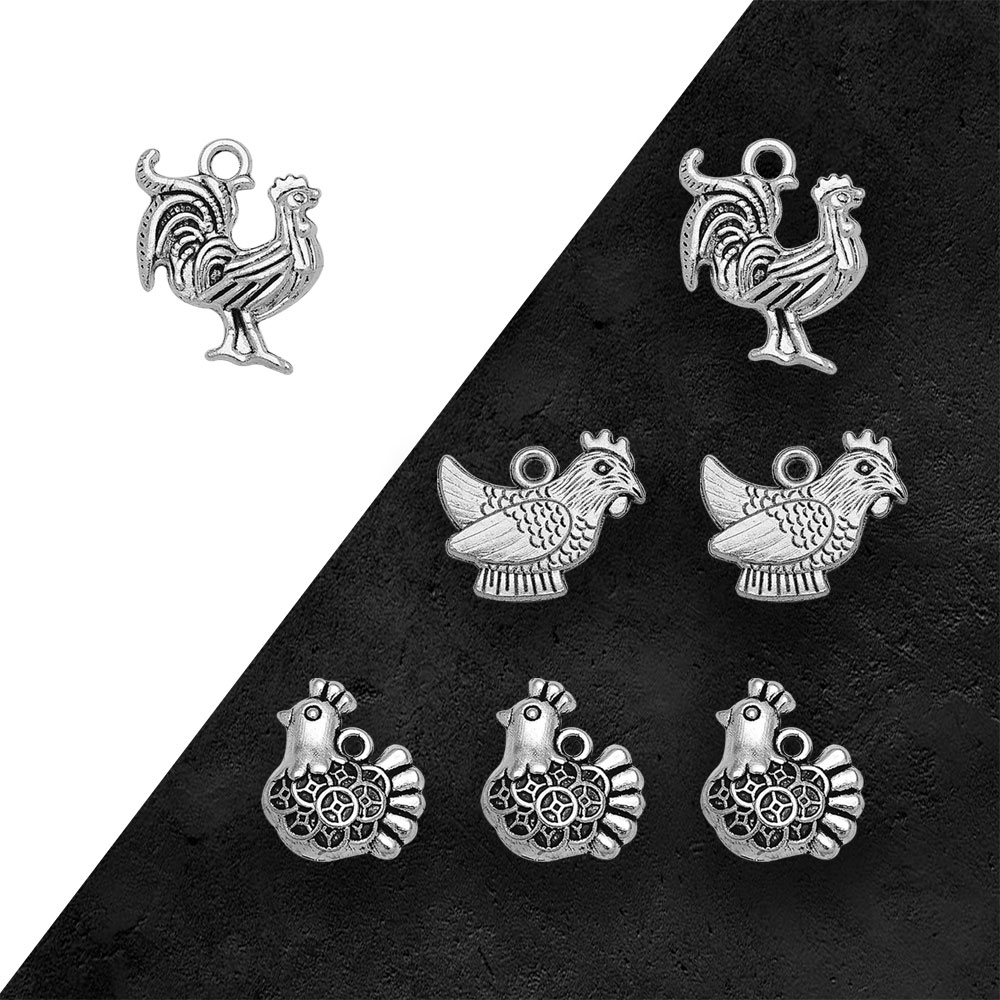 Vintage Fashion Resale - Antik gümüş kaplama horoz horoz tavuk