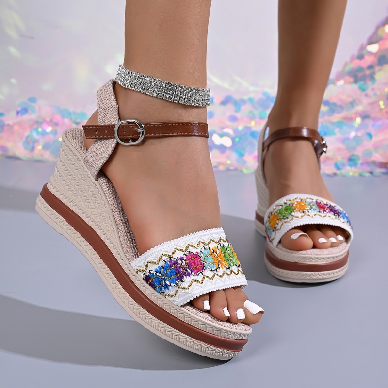 Vintage Fashion Heels - Yaz Bohem Tarzı Örgülü Kadın Topuklu