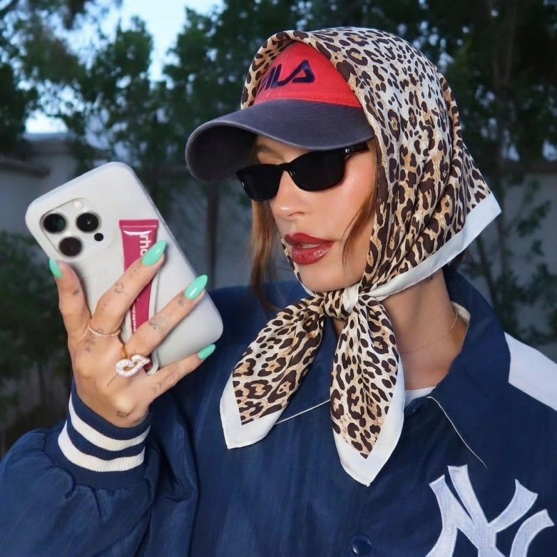 Vintage Fashion Hijab - Vintage Kare İpek Eşarp Leopar Desenli