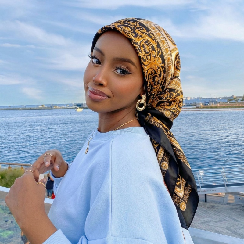 Vintage Fashion Hijab - Vintage Saten Kare Eşarp Kadın Yazlık