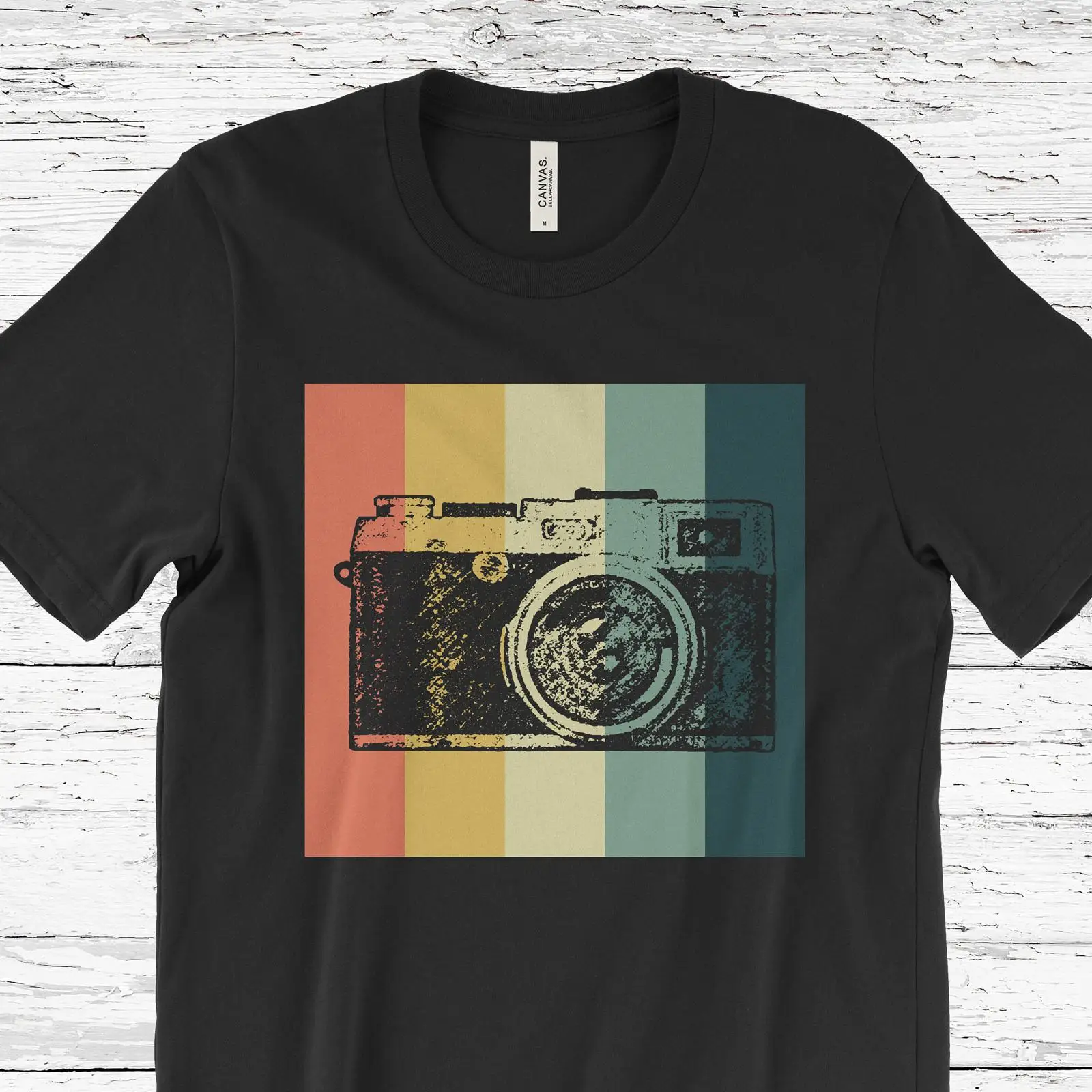 Vintage Fashion Photographers - Vintage Çizgili Kamera Tişörtü Fotoğrafçı Fotoğrafçılık