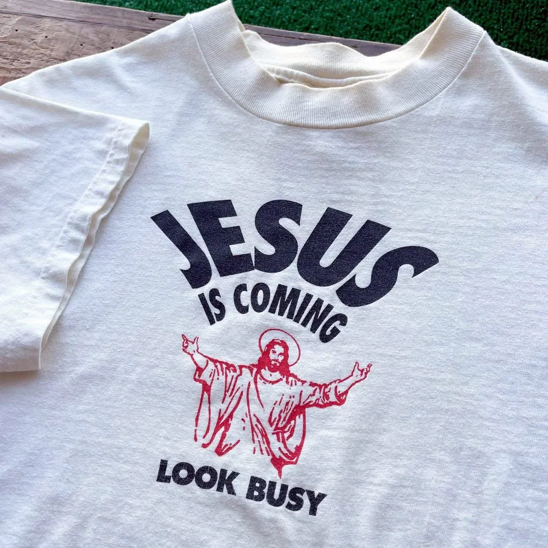 İsa geliyor bak meşgul baskı V - Tie Dye Shirt Vintage incelemesi ve fiyatı